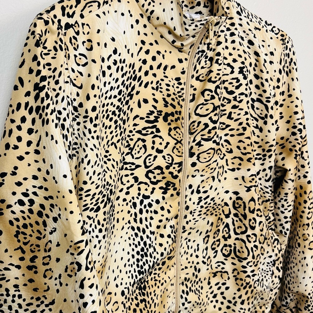 Vintage KT Golf Leopard Print Track Jacket – Gold Animal Print Windbreaker – M - Picture 4 of 11